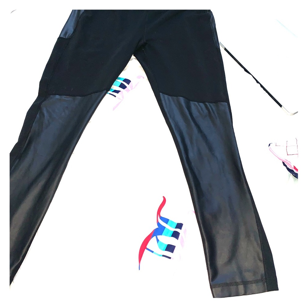 Leather paneled leggings